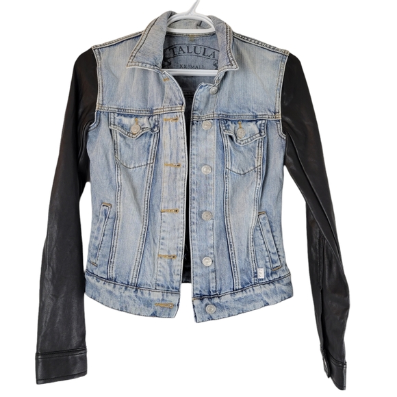 Aritzia Jackets & Blazers - Aritzia Talula Leather Sleeves Jean Jacket
